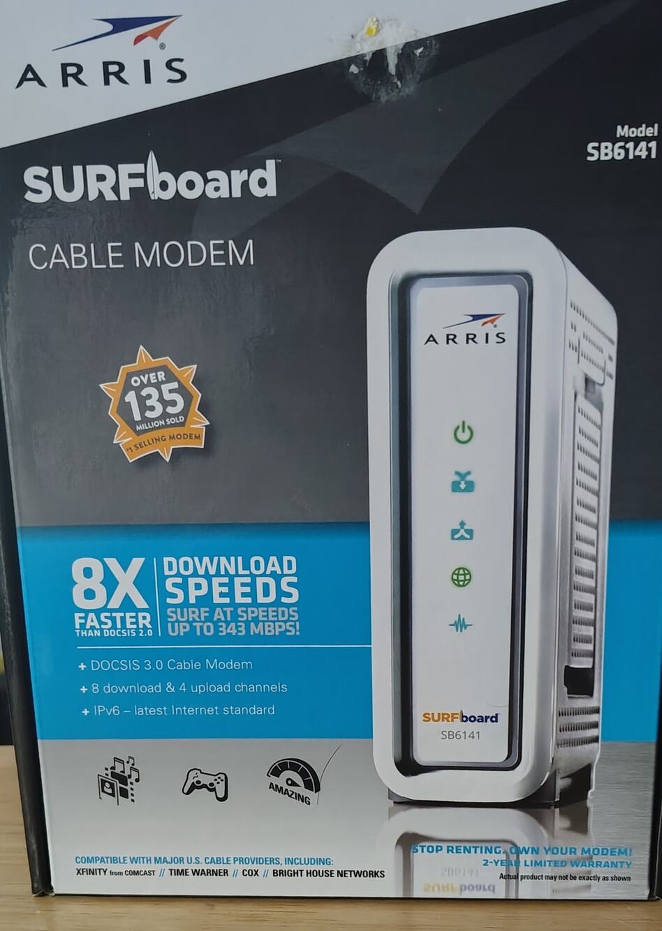 ARRIS SURFboard SB6141 DOCSIS 3.0 Cable Modem - White - New In Box